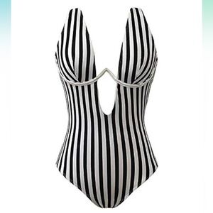 Striped Black and White Women’s One Piece Bathing suit